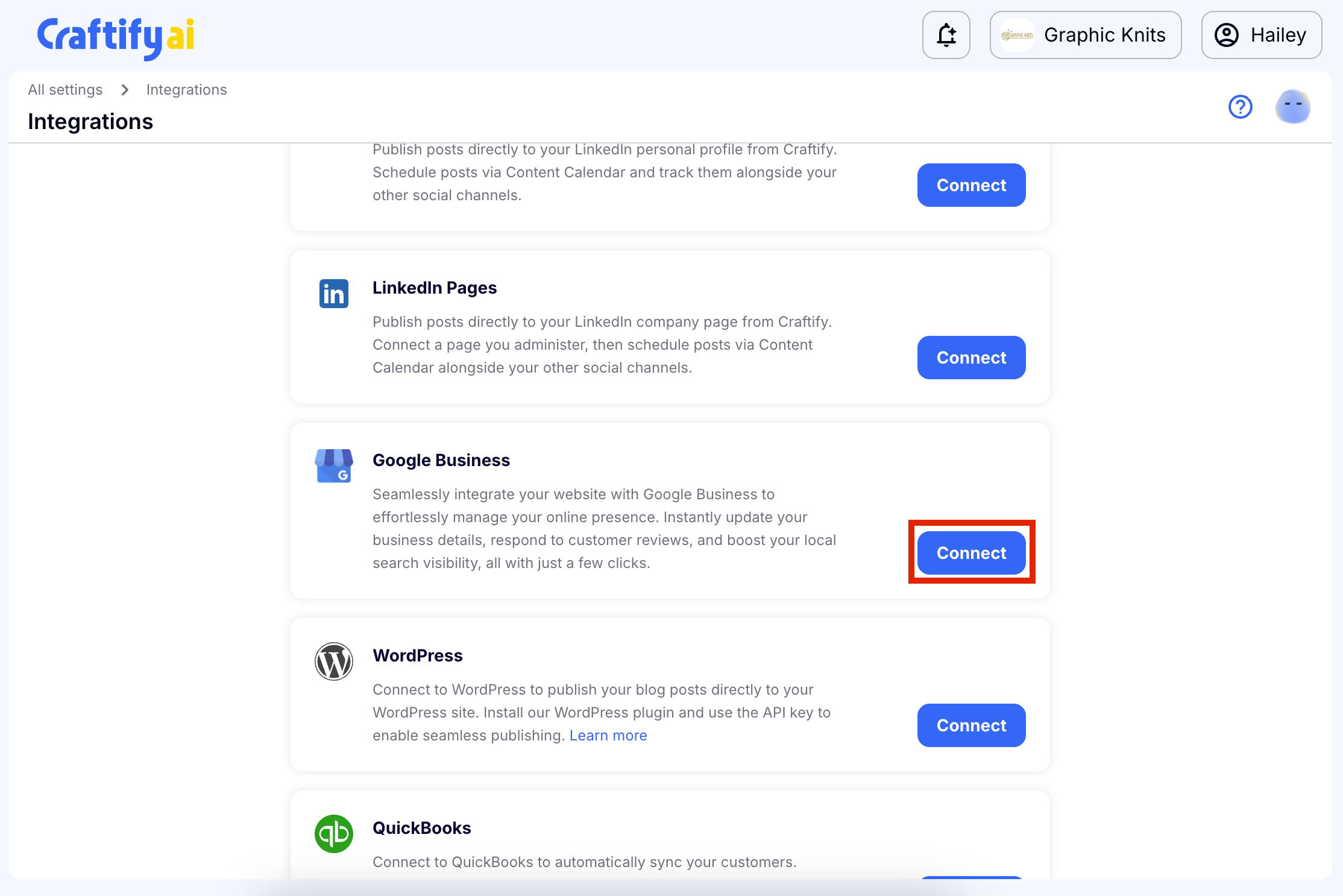 Google Business Integration Tutorial – Find the Google Business Integration and choose Connect