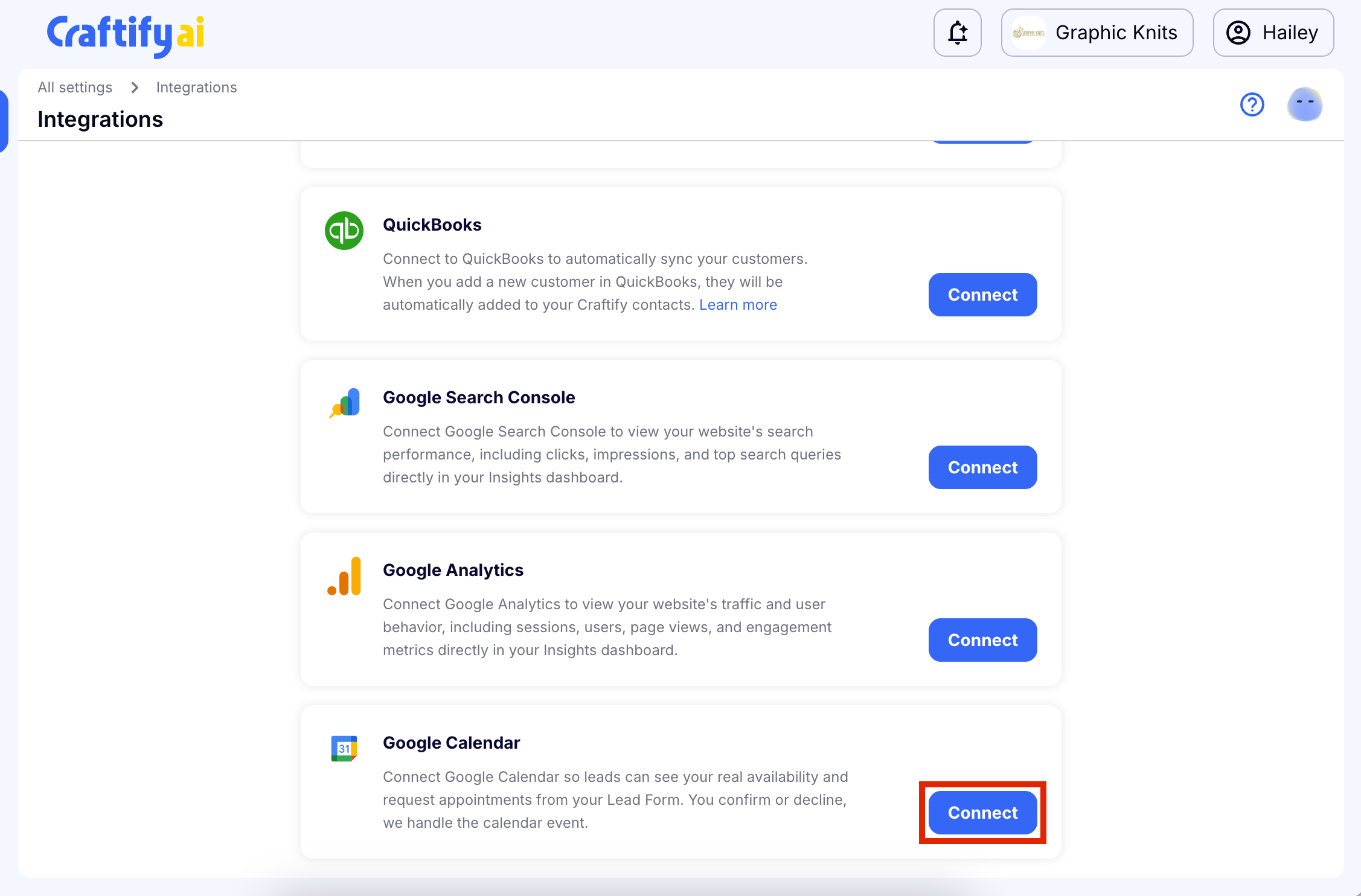 Google Calendar Integration Tutorial – Find the Google Calendar Integration and choose Connect