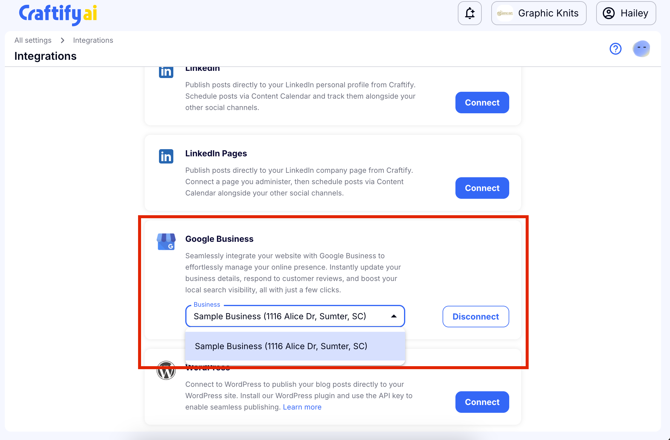 Google Business Integration Tutorial – All done! Your integration is set up in Craftify AI!