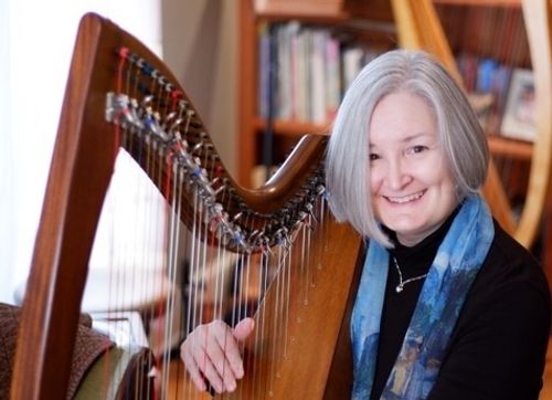 Photo of Maine College of Art & Design, graduate student Sandy Pereira, Certified Clinical Musician and Therapeutic Harpist. Enrolled in the Graduate Certificate of Expressive Art Therapy program.