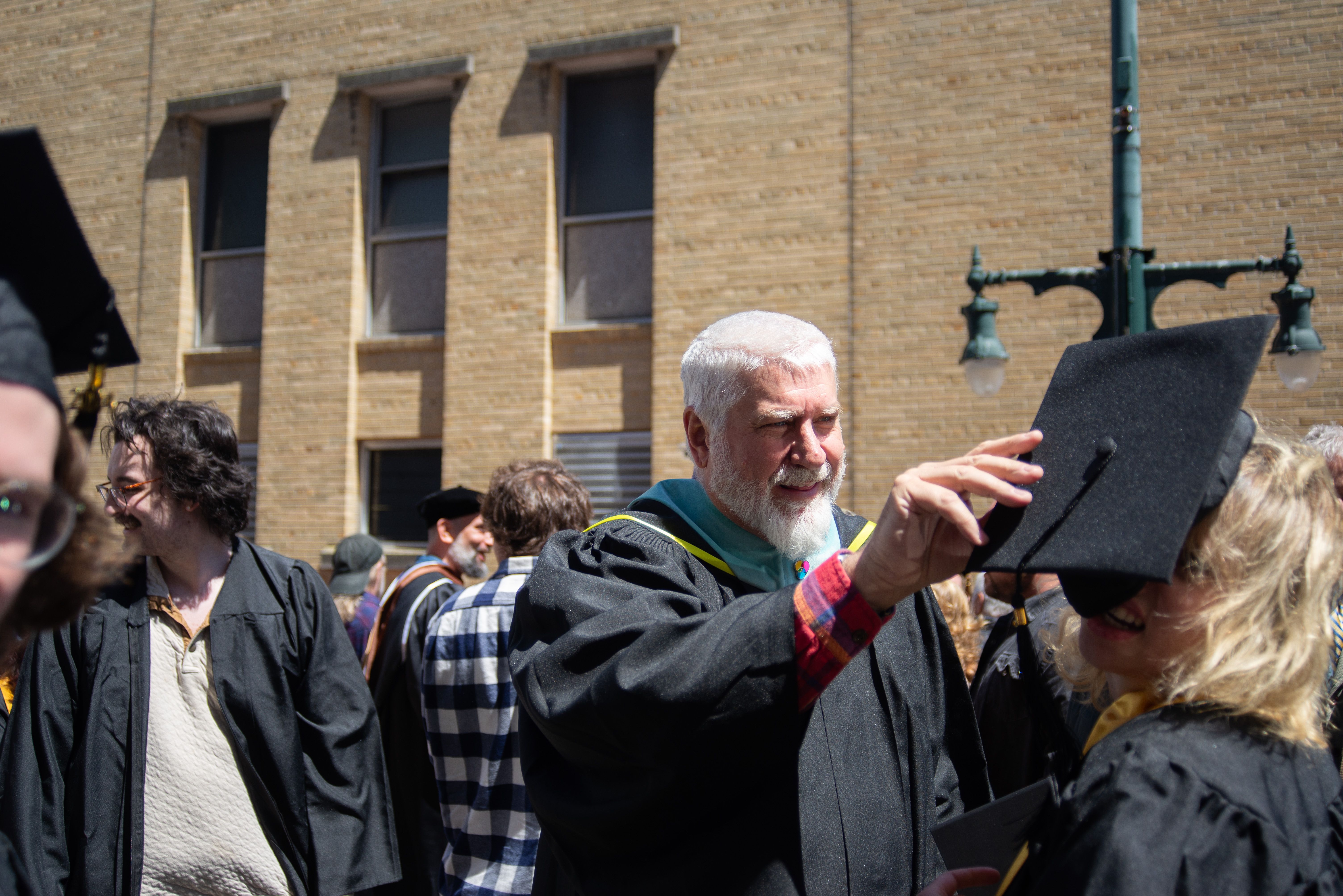 Students and their families celebrating graduation