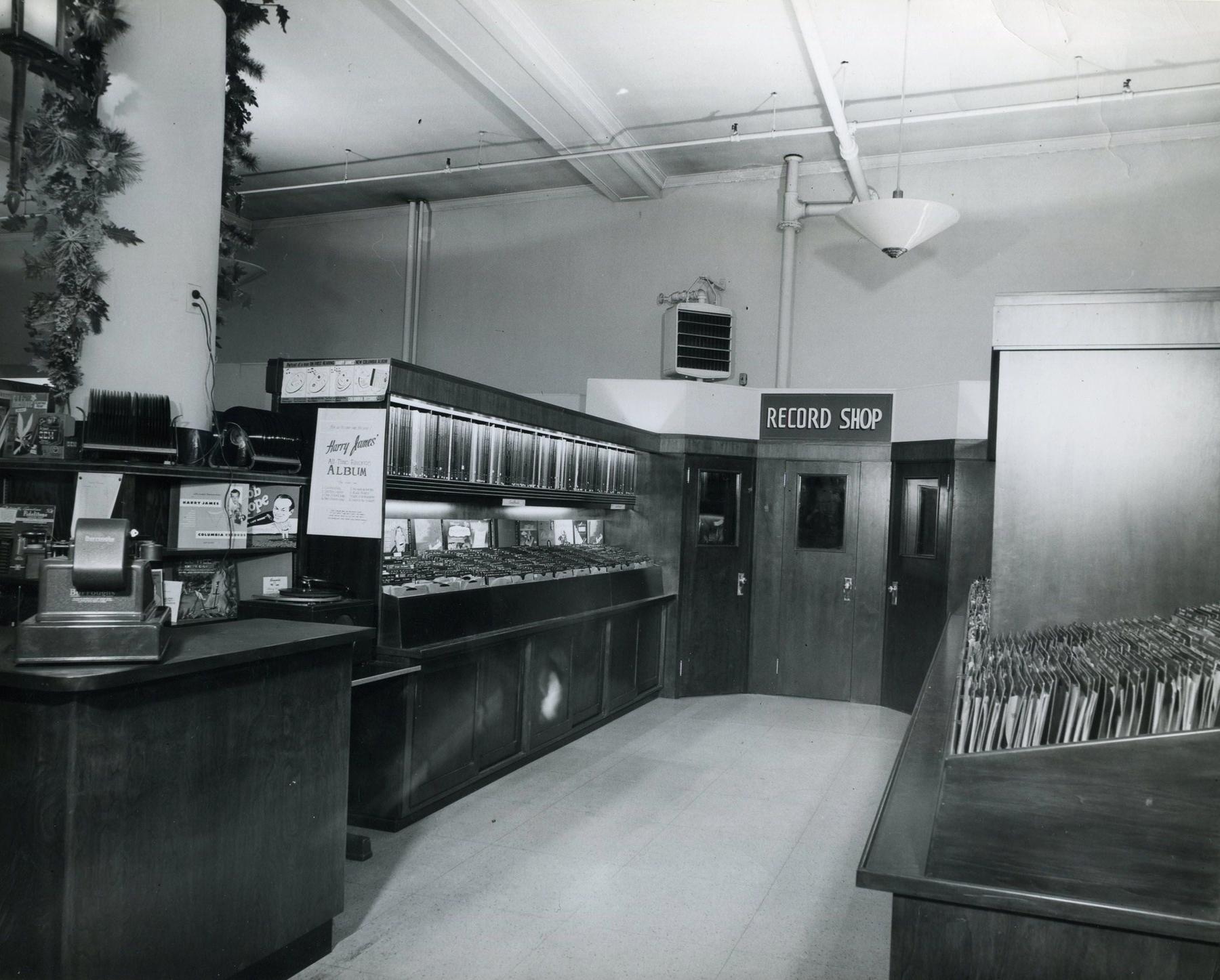 Historic photo of a record shop