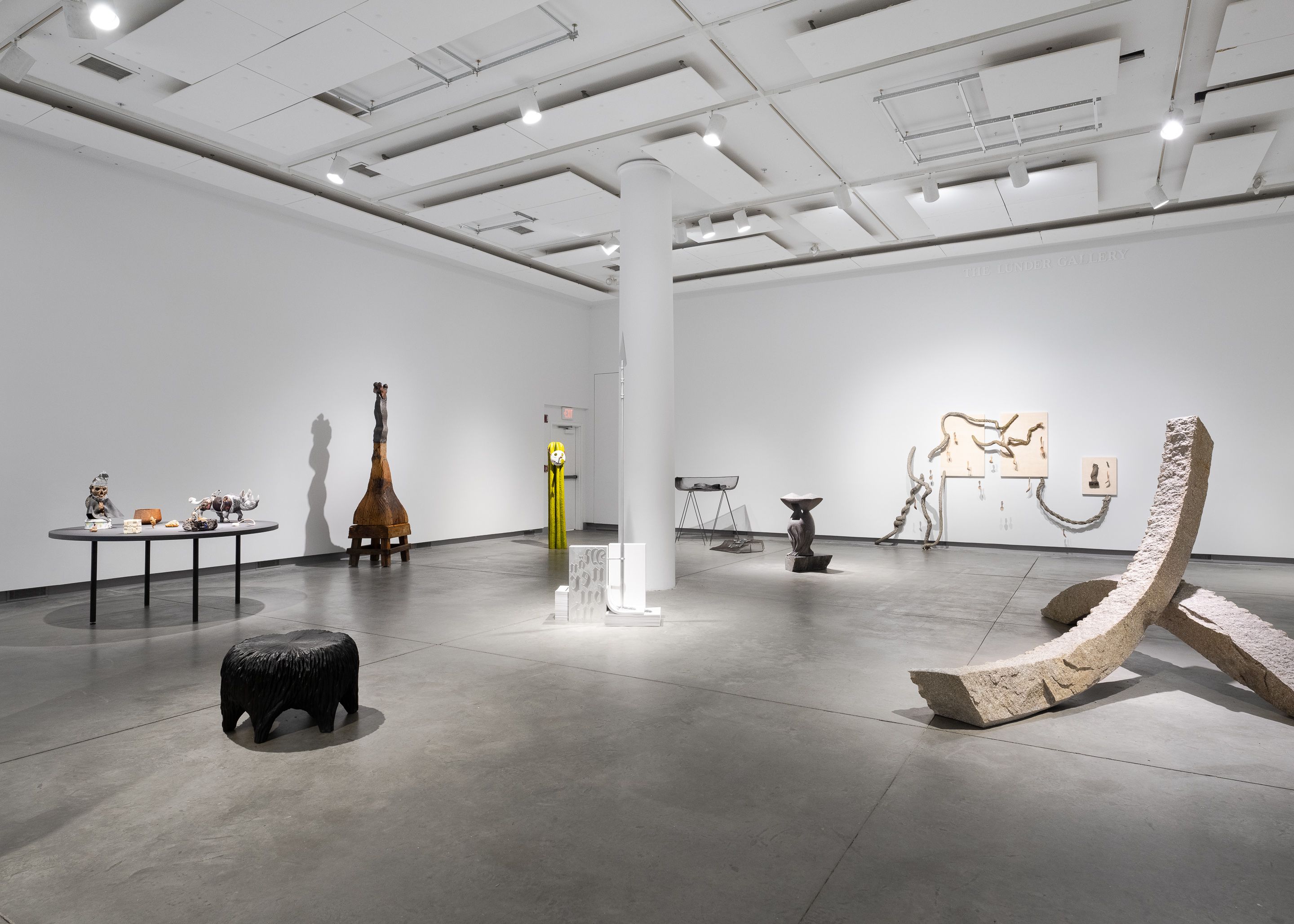 Installation view of several sculputes.