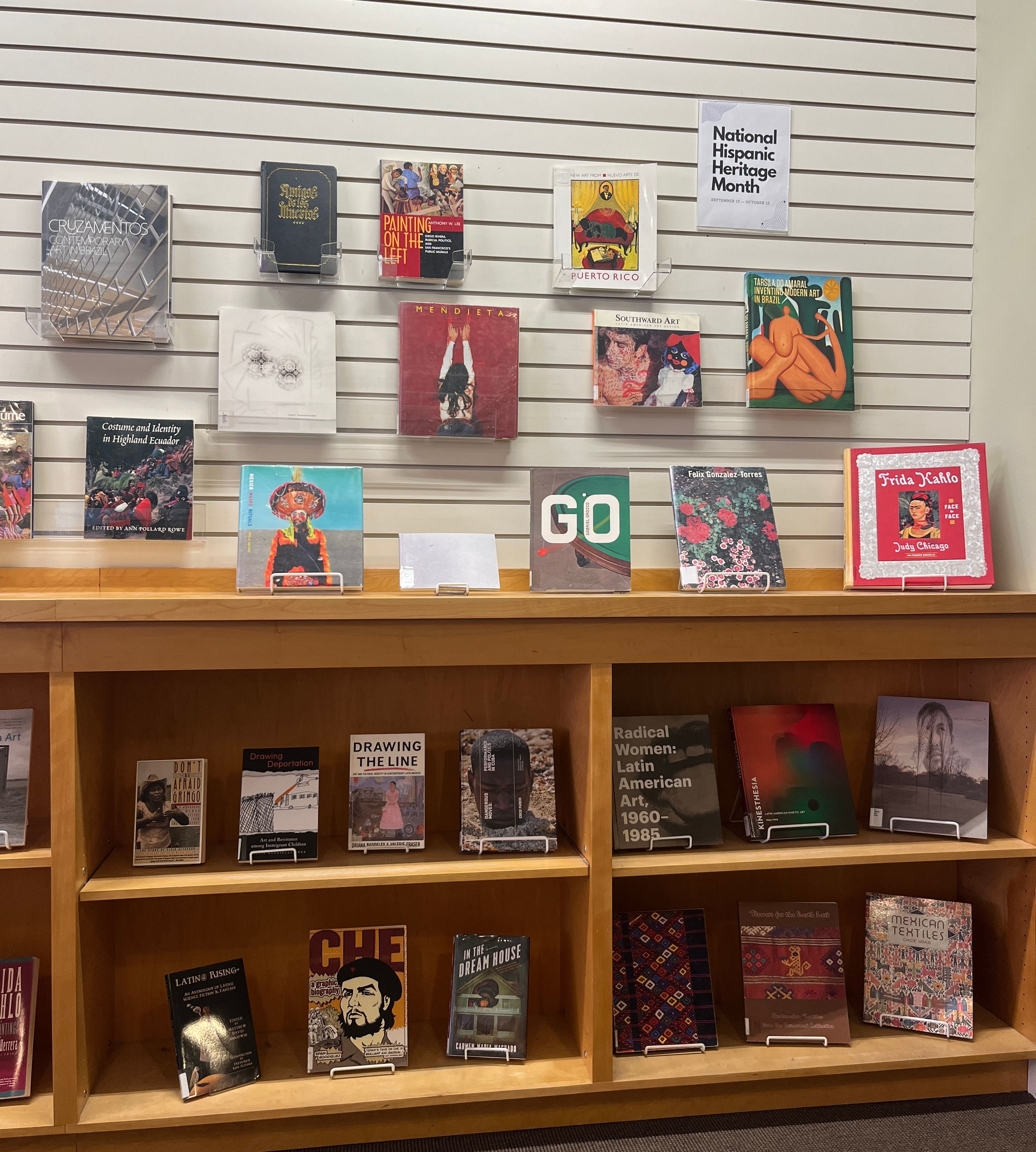 Books on display at the library for Hispanic Heritage month.