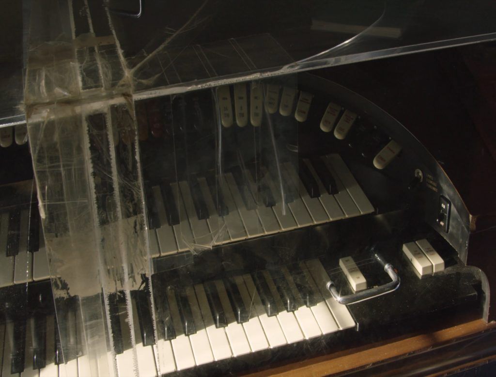 Detail of a plastic coated keyboard.