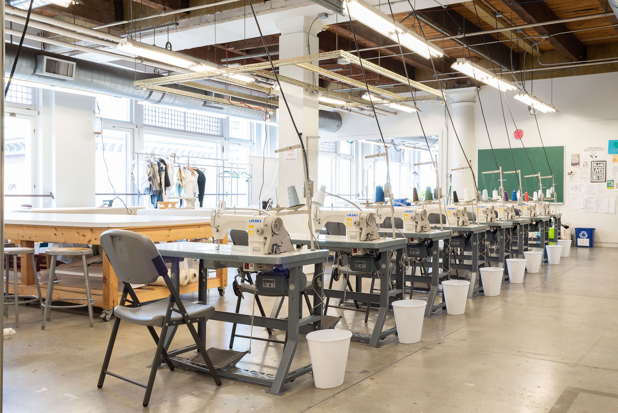 Textile & Fashion Design studio view of sewing machines.