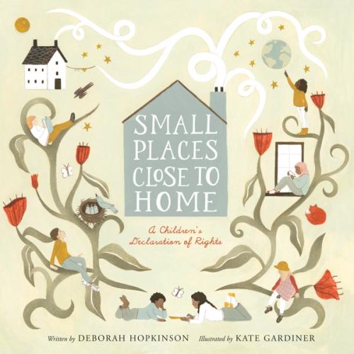 Cover of "Small Places, Close to Home," with an illustration of a house and people sitting on plants.