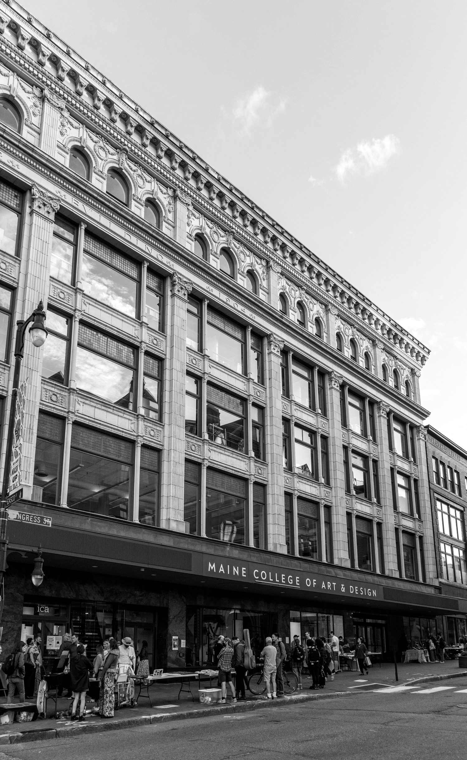 Black and white view of the Porteous Building