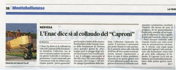Fondazione Jonathan Collection - Aerei Storici Famosi  - Collaudo Caproni