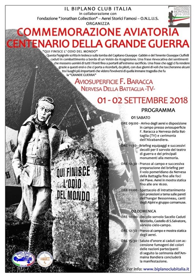 Fondazione Jonathan Collection - Aerei Storici Famosi  - Commemorazione aviatoria Centenario della Grande Guerra