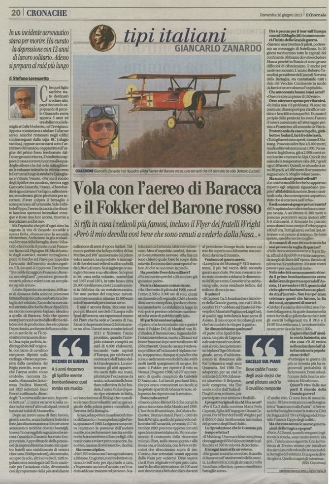 Fondazione Jonathan Collection - Aerei Storici Famosi  - Tipi Italiani "Giancarlo Zanardo"