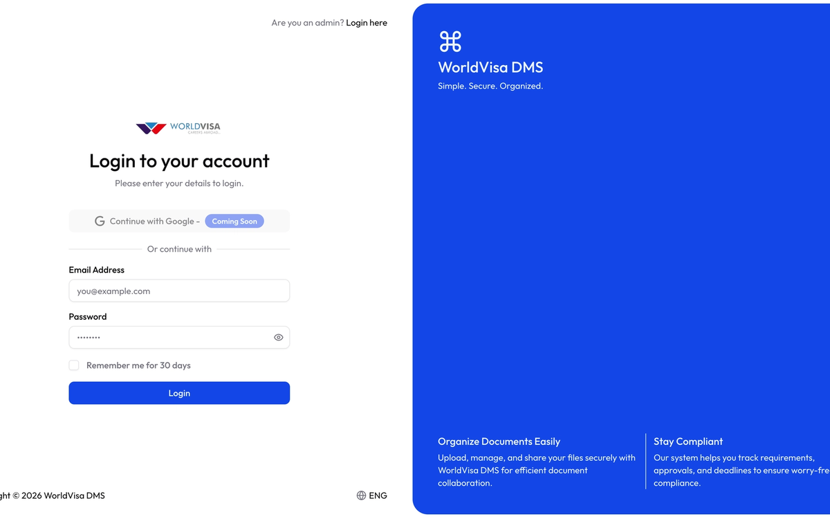 Preview of WorldVisa DMS – Smart Document & Communication Hub