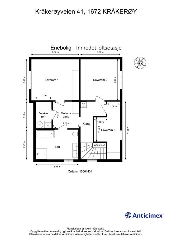 Veiledende planskisse loftsetasjen