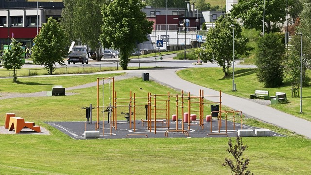 For de treningsglade er det etablert en egen utendørs treningspark.
'