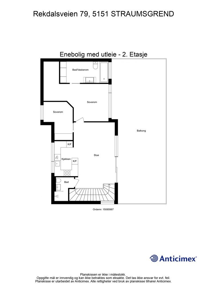 Plantegning 2. etasje - Hybelleilighet
