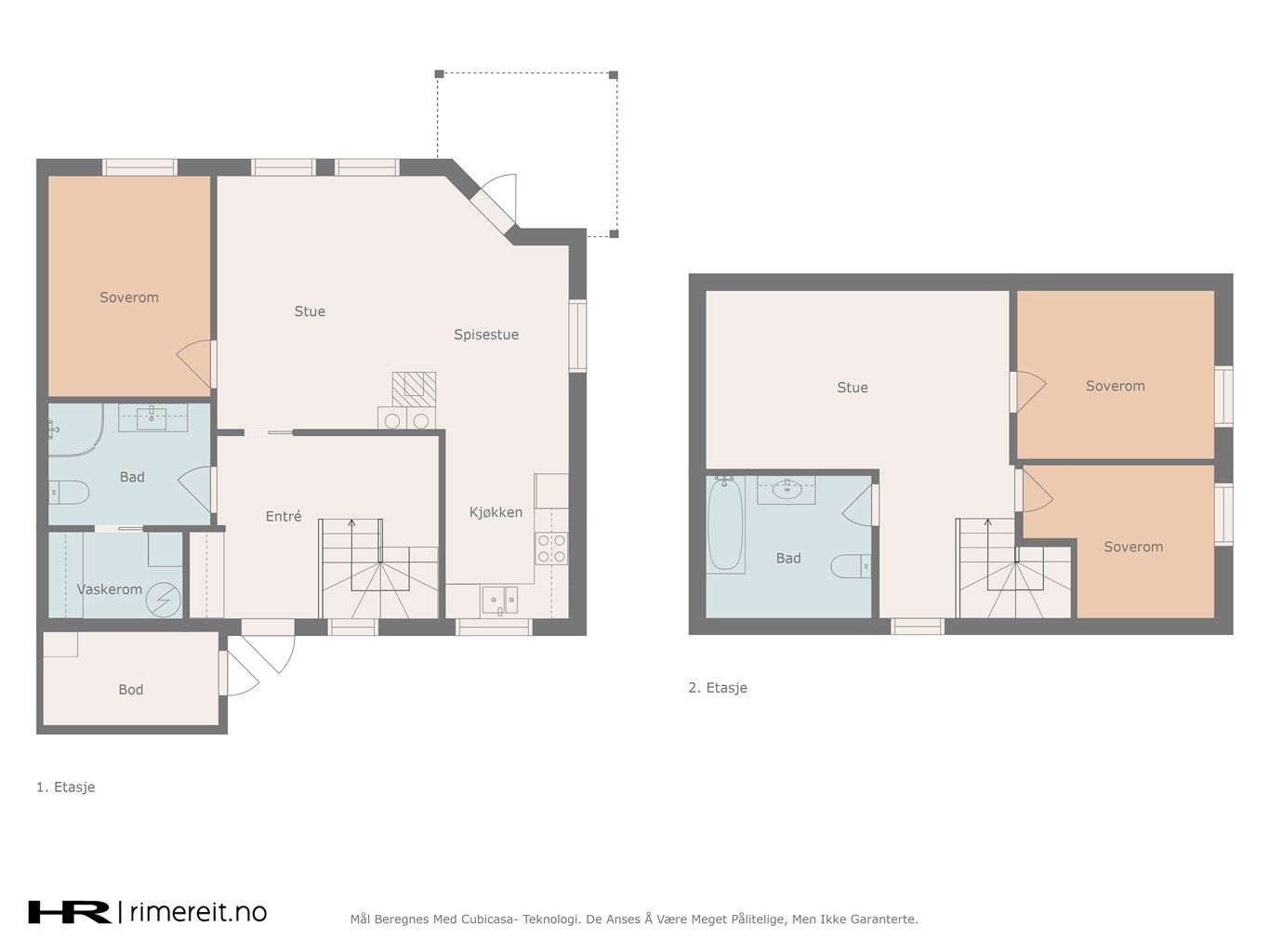 Plantegning for begge etasjene.