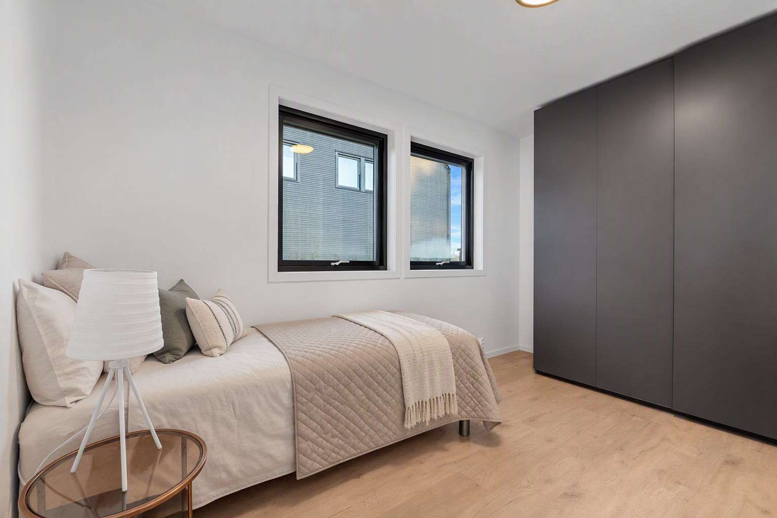 Soverom med klesskap og sengeplass (Digital styling)