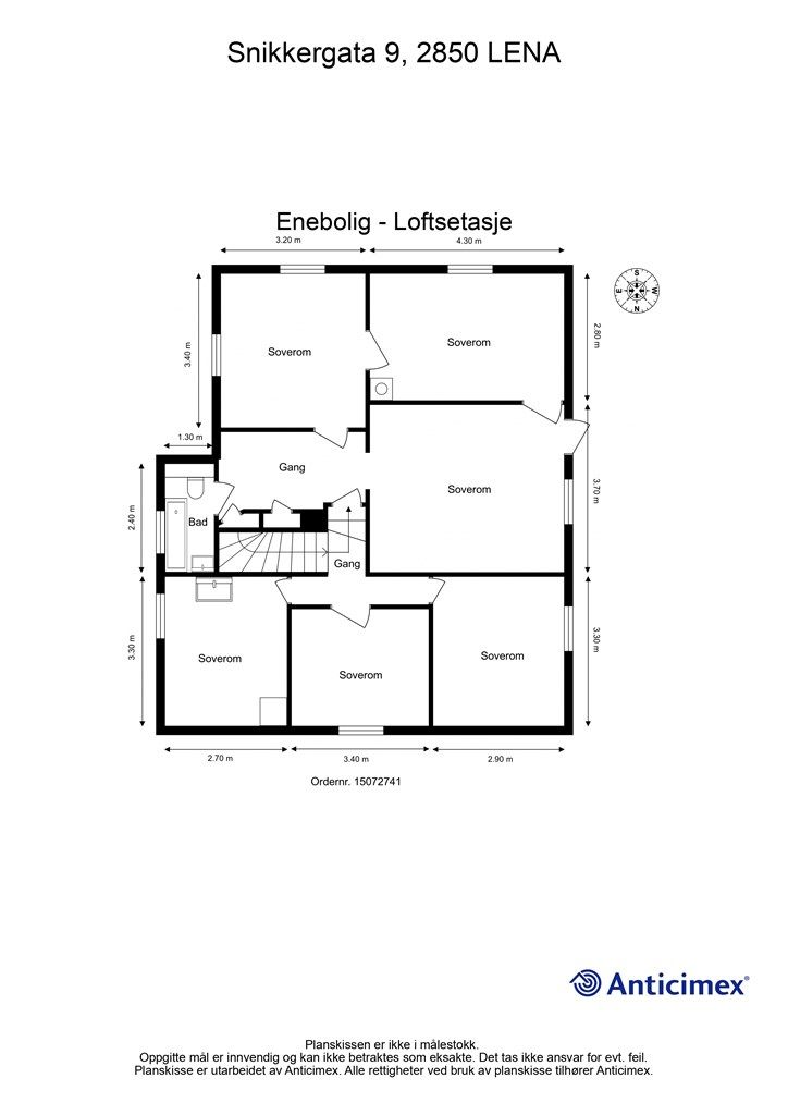 Plantegning Enebolig - Loftsetasje