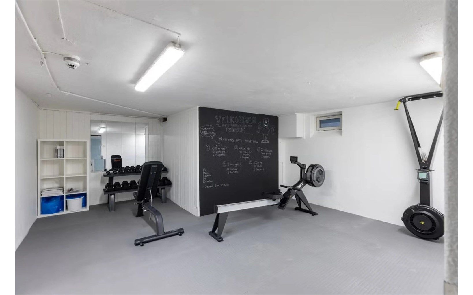 Borettslaget har også et eget treningsrom i kjeller.