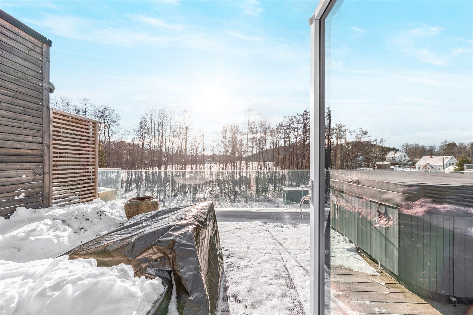 Utsikt fra takterrassen vinterstid