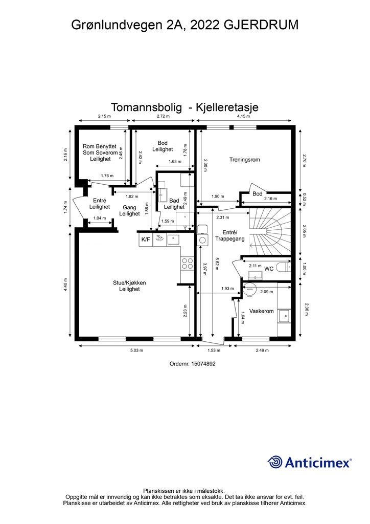 Plantegning kjelleretasje