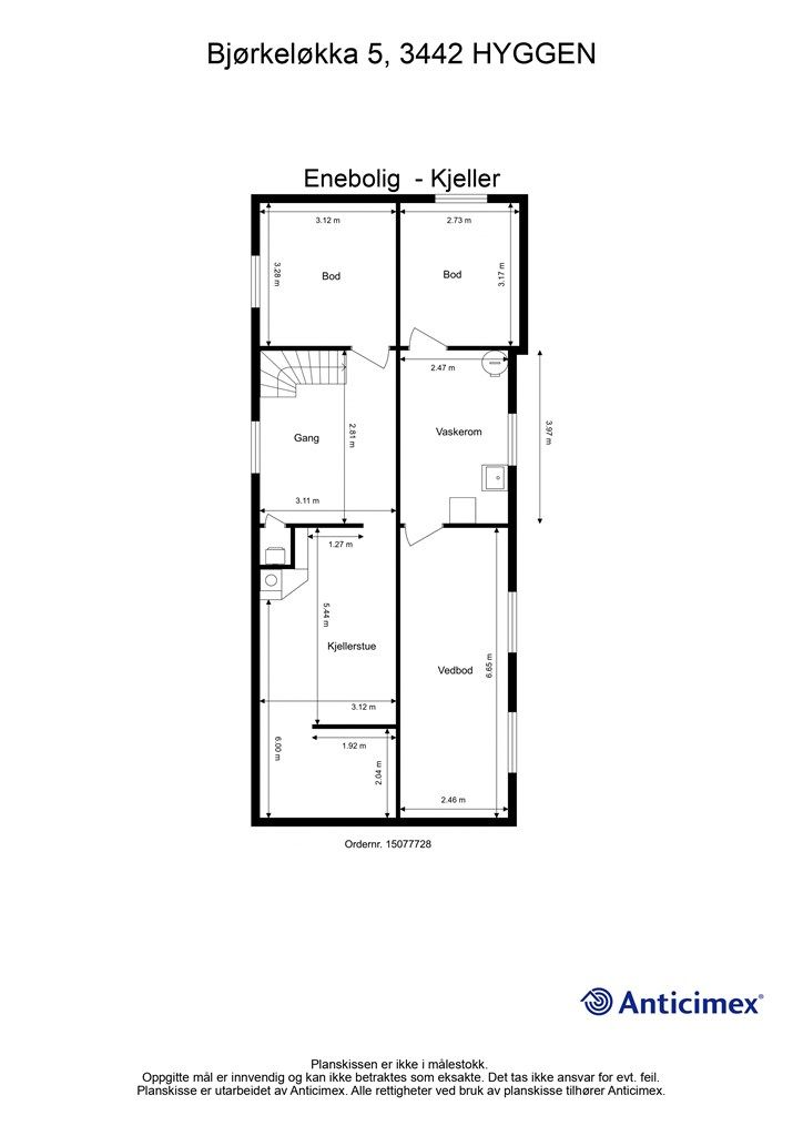 Plantegning kjelleretasje