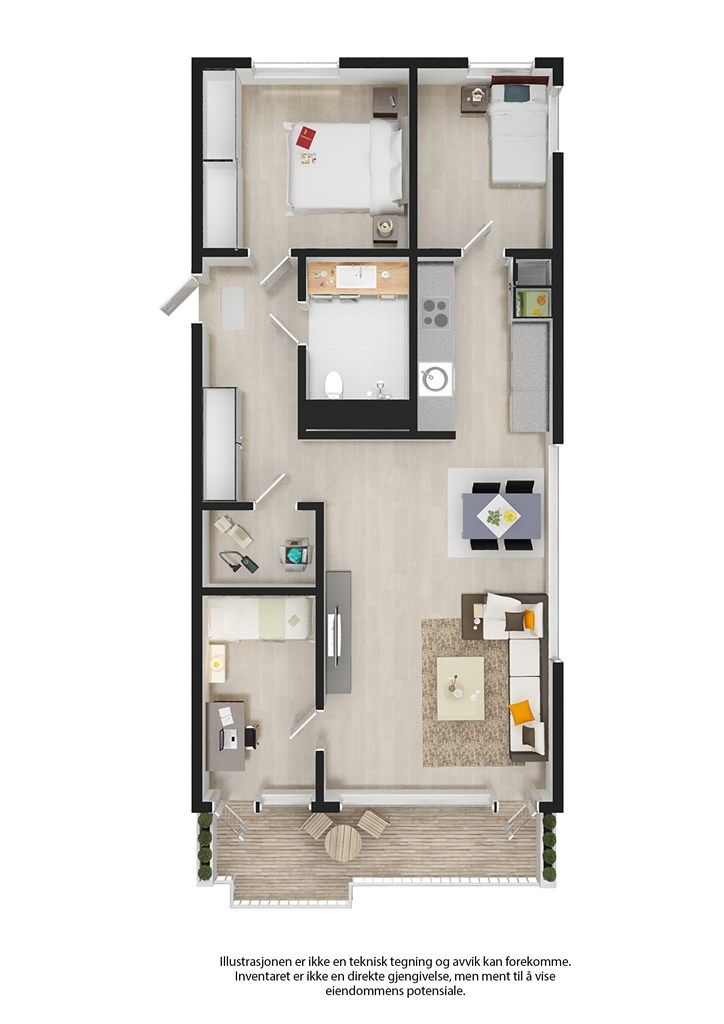 Møblert planskisse - Selma Ellefsens vei 3 M - 7. etasje 