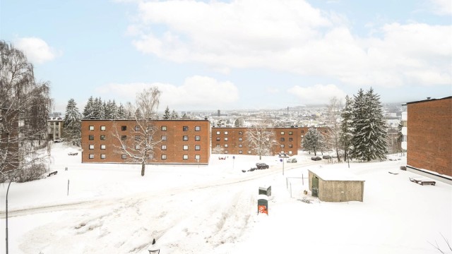 Svært god avstand mellom blokkene.