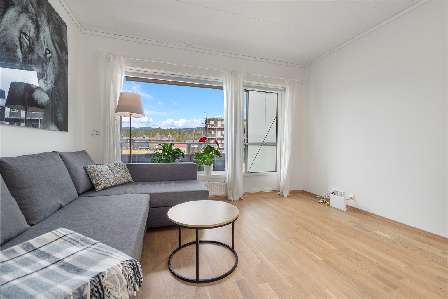 Lys og koselig stue med fin plass til sofakrok