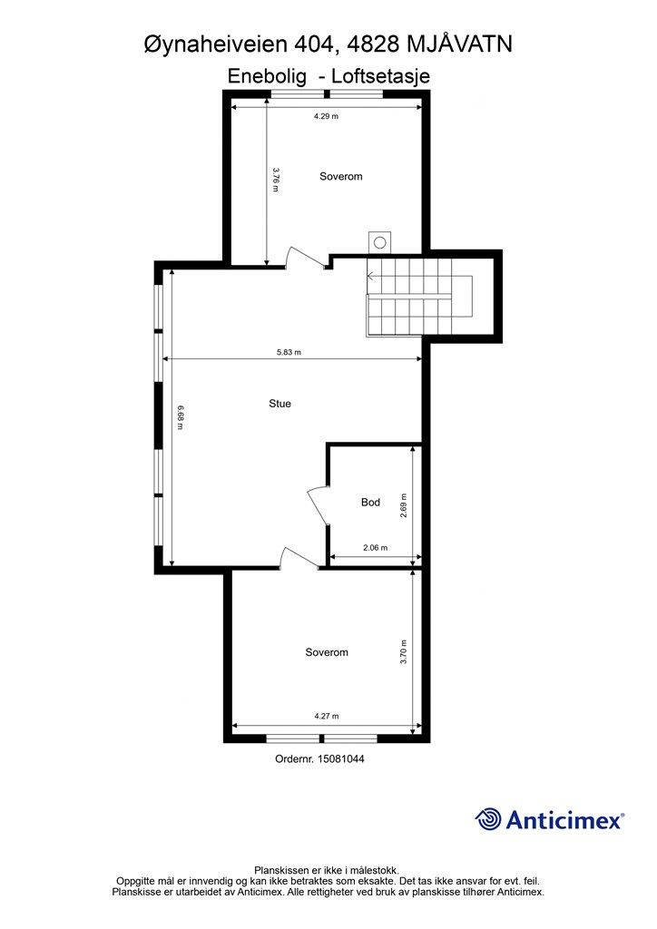 Plantegning loftsetasje.