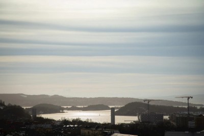 Utsikt mot Oslofjorden fra takterrassen.