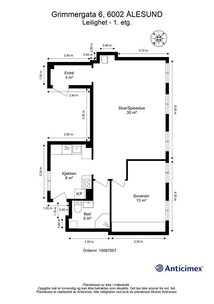 Målsatt plantegning
