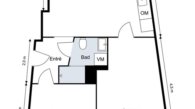 Alternativ planløsning - der kjøkkenet flyttes ut i stue og man får et soverom til
