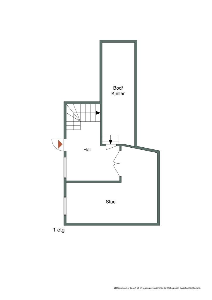 Underetasjen er innredet med entré og stue. Arealene er innredet etter byggeår.