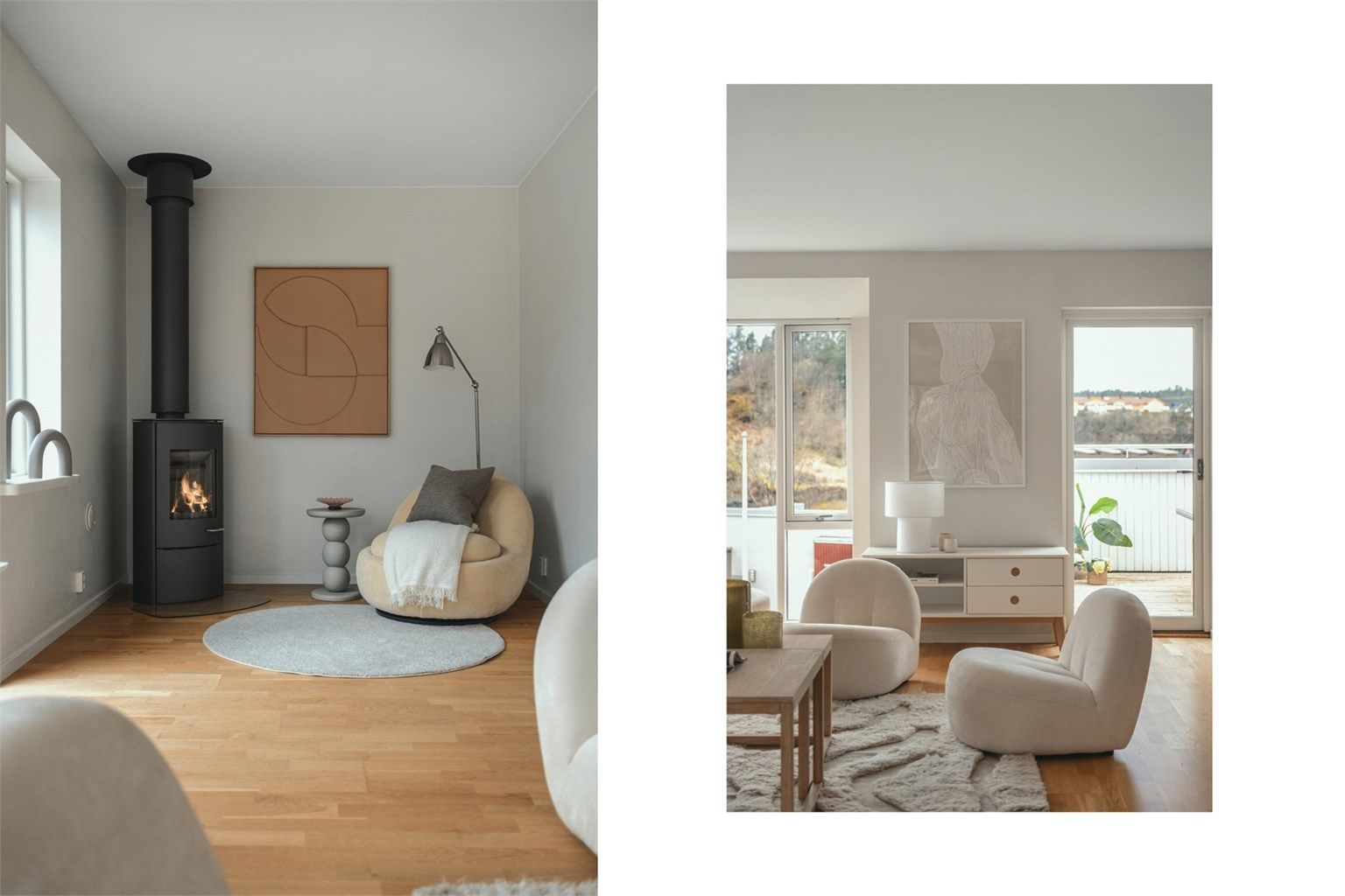 Koselig peisovn med glassdør