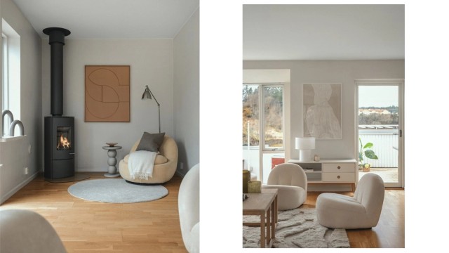 Koselig peisovn med glassdør