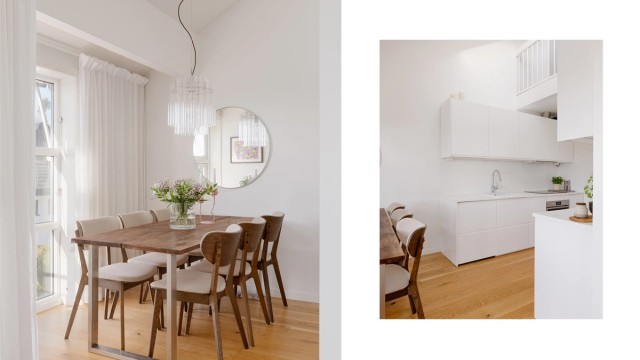 Kjøkkenet er holdt i en delvis åpen løsning mot stuen der du får en fin sone for matlagingen, samtidig som du har god kommunikasjon med gjestene.