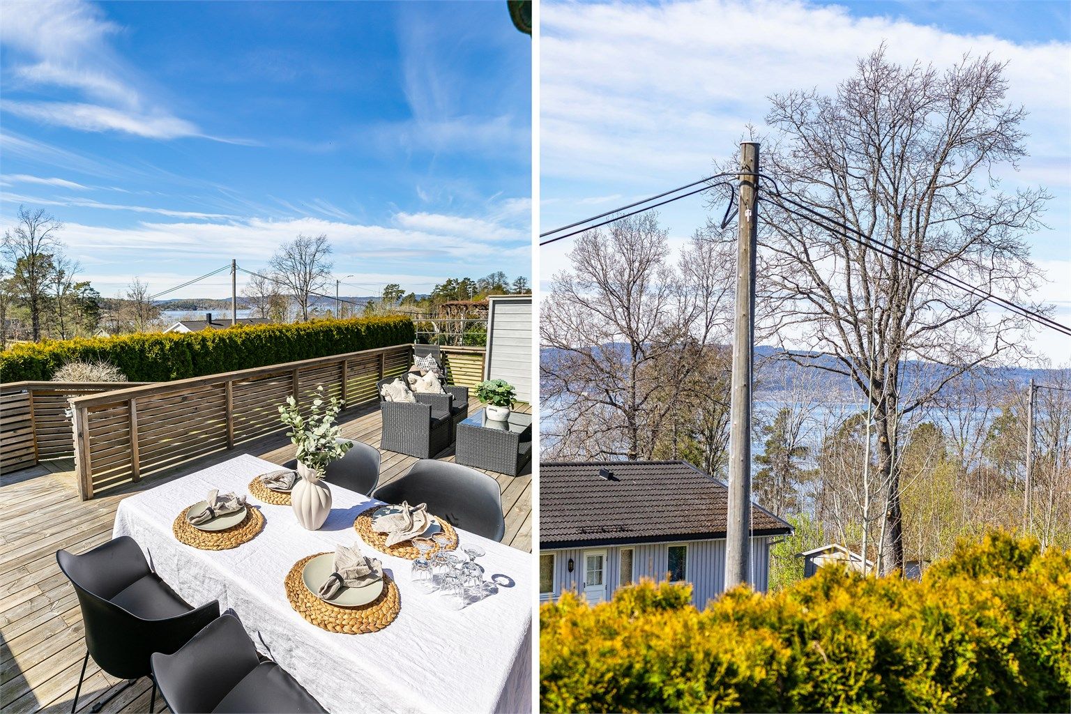 På terrassen kan du glede deg både over upåklagelige solforhold og flott utsikt til fjorden.