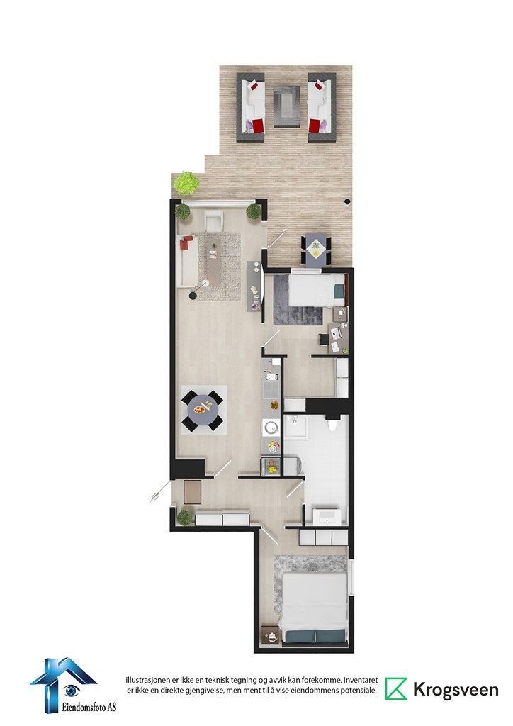 Møblert planskisse - Ullagerveien 13 - 1. etasje 