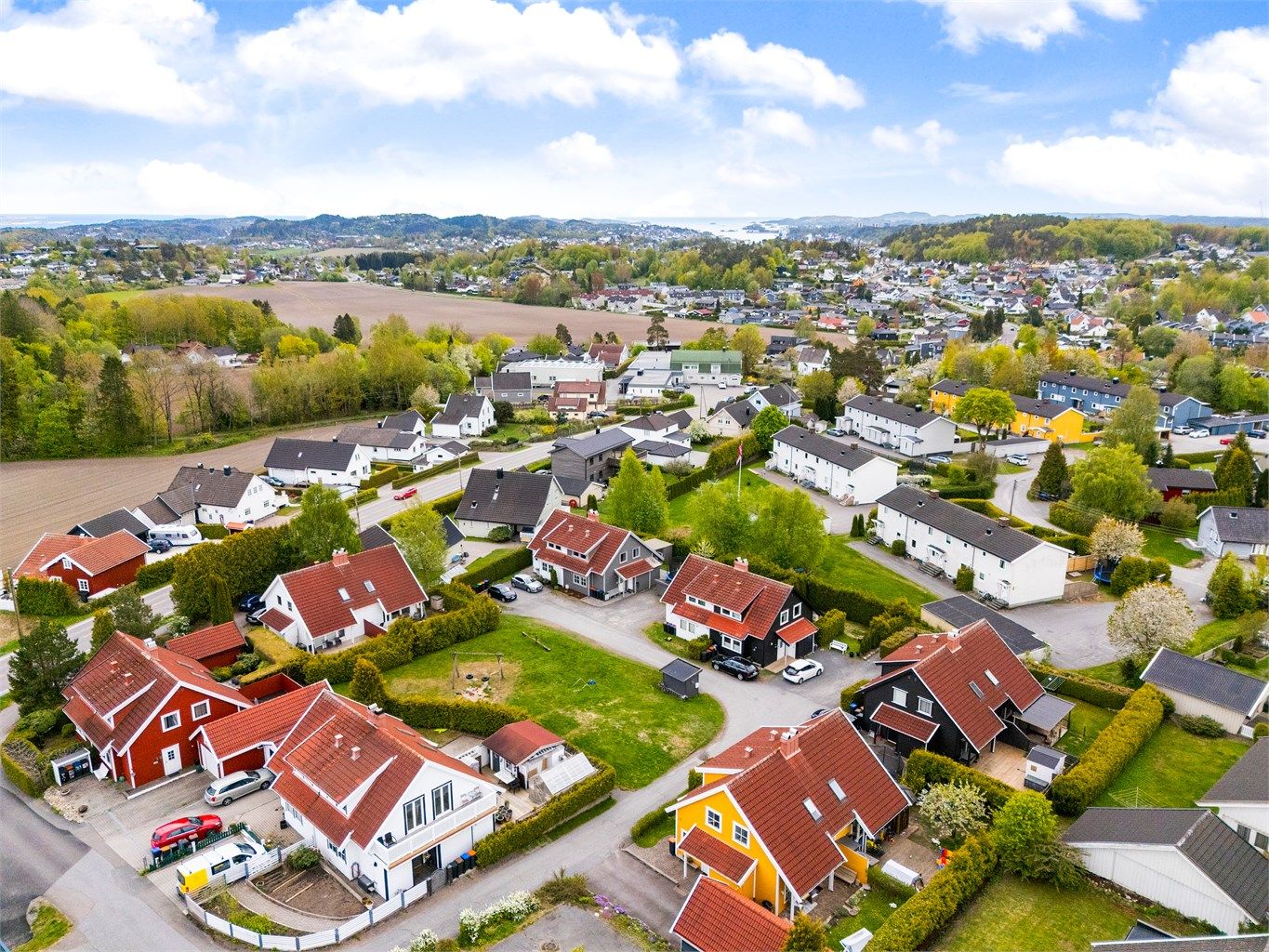 Oversikt over det etablerte boligområdet på Åbol i Sandefjord.