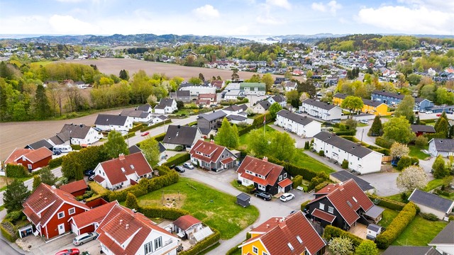 Oversikt over det etablerte boligområdet på Åbol i Sandefjord.