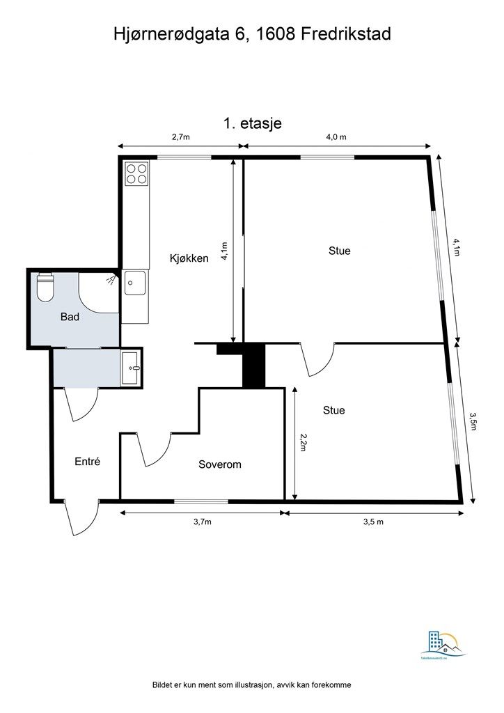 Leiligheten disponerer også ekstern bod.