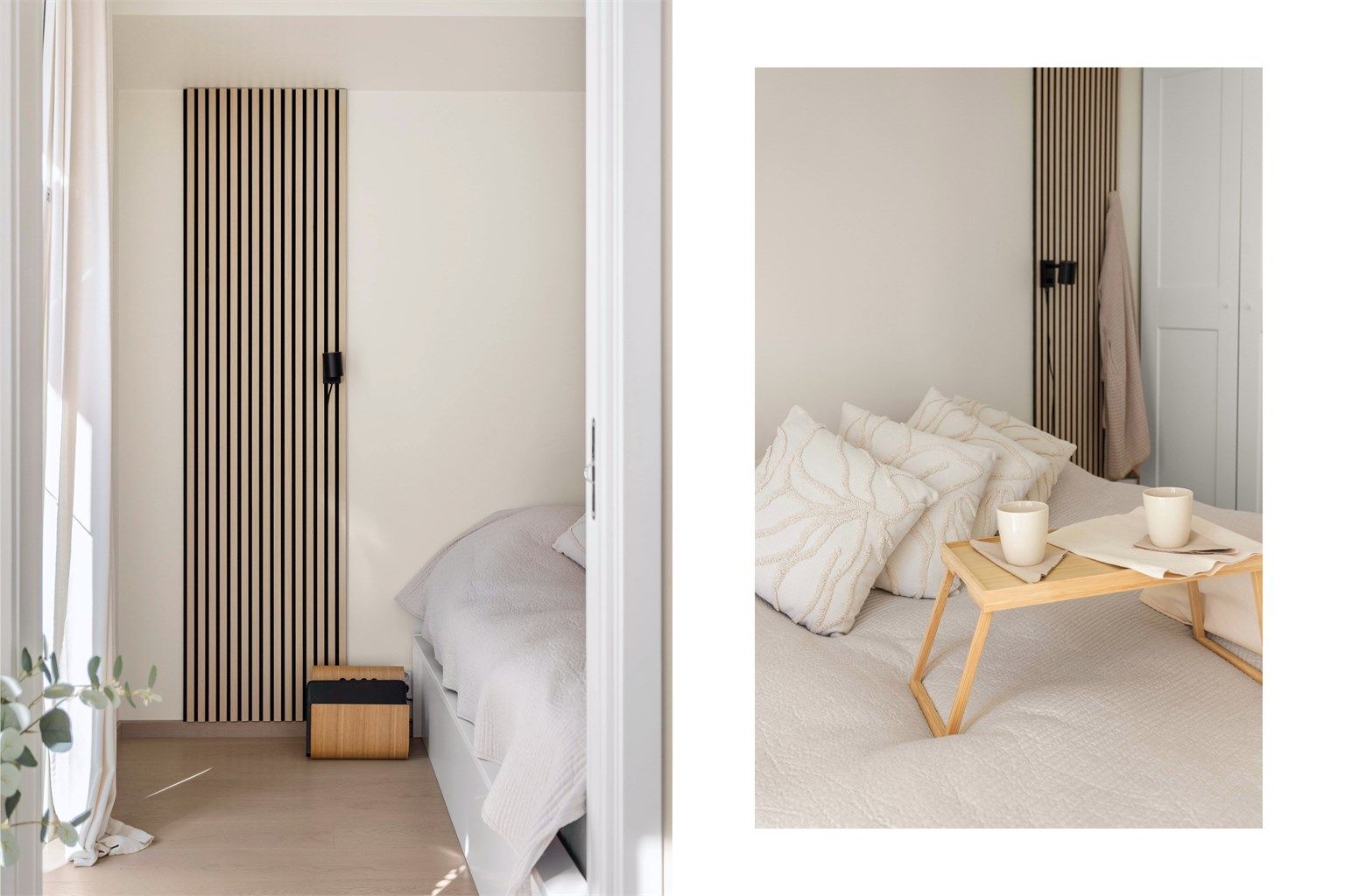 Et lunt og privat soverom som vender mot det rolige gårdsrommet.