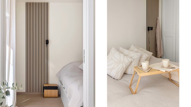 Et lunt og privat soverom som vender mot det rolige gårdsrommet.