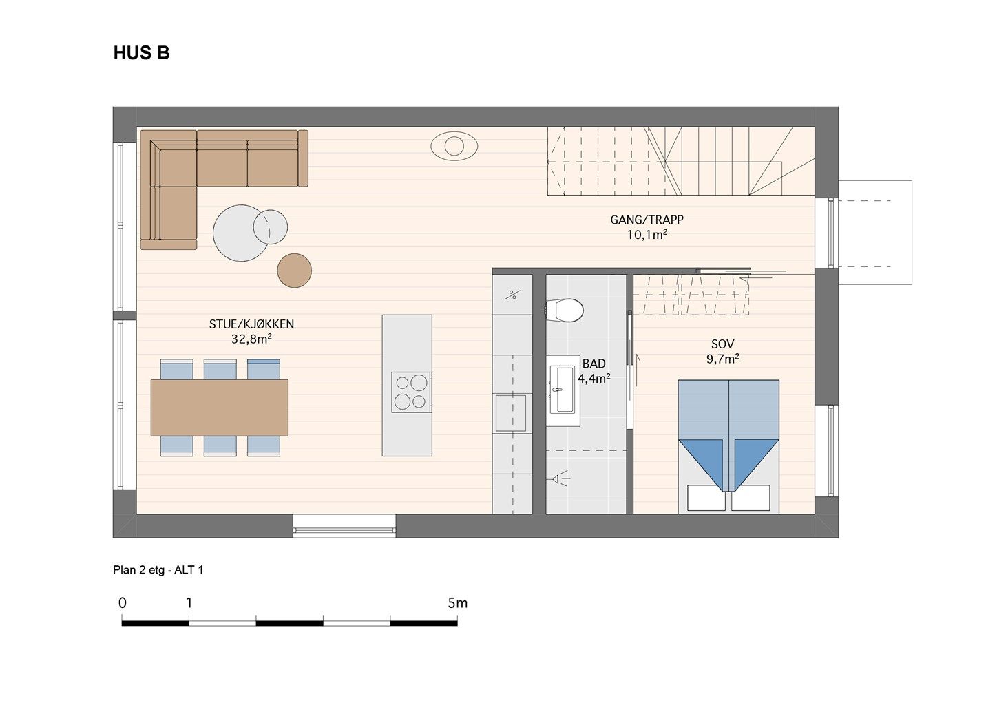 Alternativ plantegning 2. etasje HUS B.