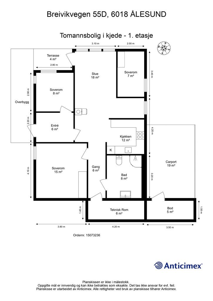 Målsatt plantegning