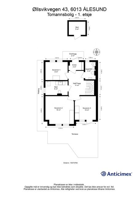 Målsatt plantegning 1. etasje