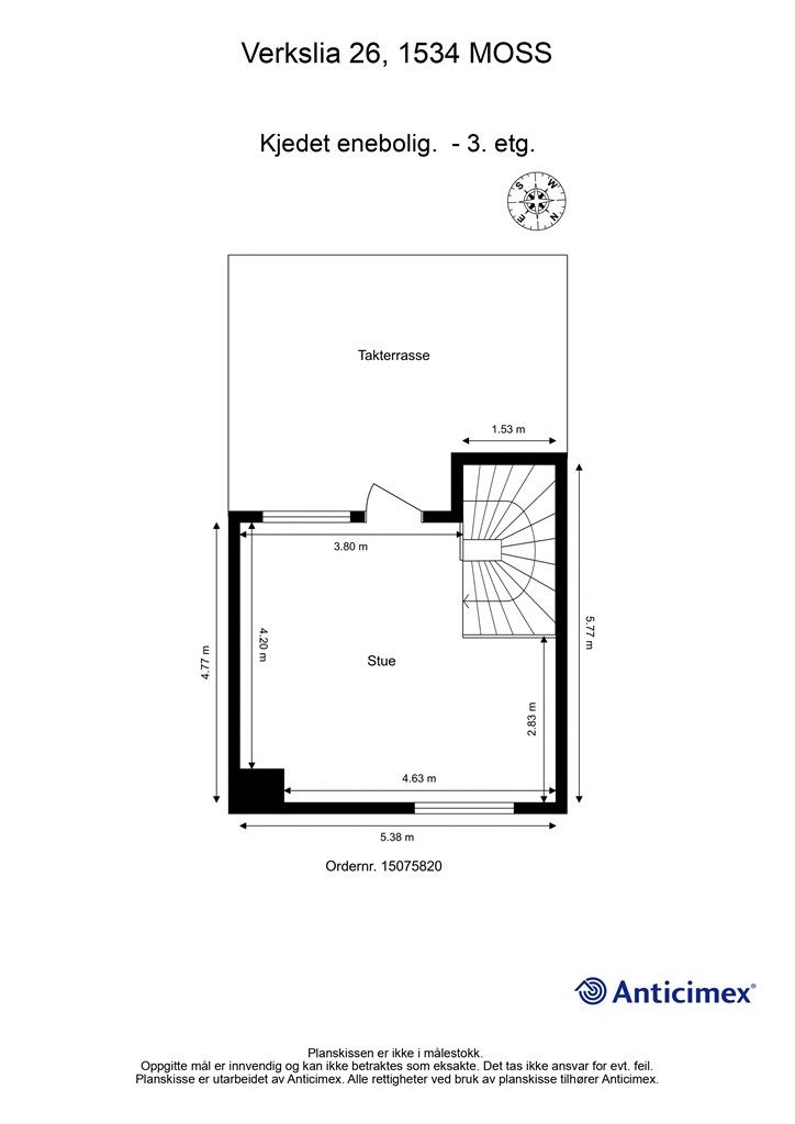Veiledende skisse av tredje etasje / øvre plan.