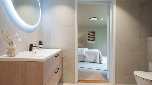 En-suite løsningen gir en privat og hotell-lignende følelse.