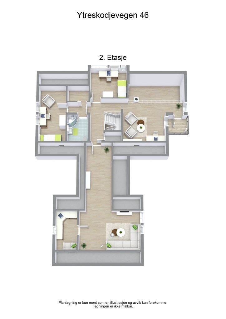 3 D plantegning 2. etasje